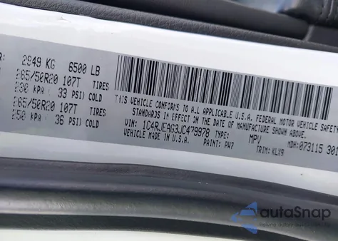 2018 Jeep Grand Cherokee Altitude 4X2 из США, поврежденный, VIN 1C4RJEAG3JC479978